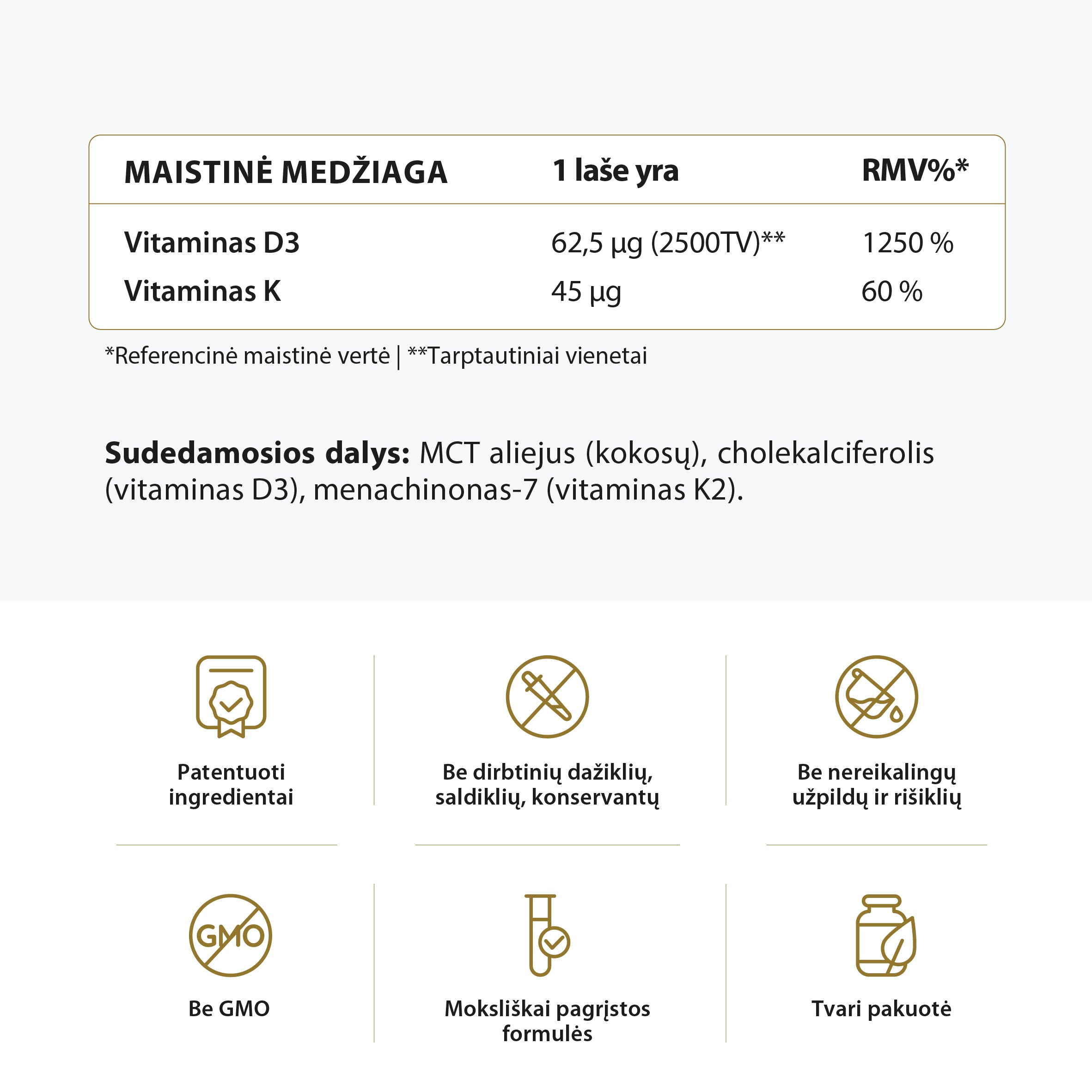 Vitaminas D3 2500TV + K2VITAL®
