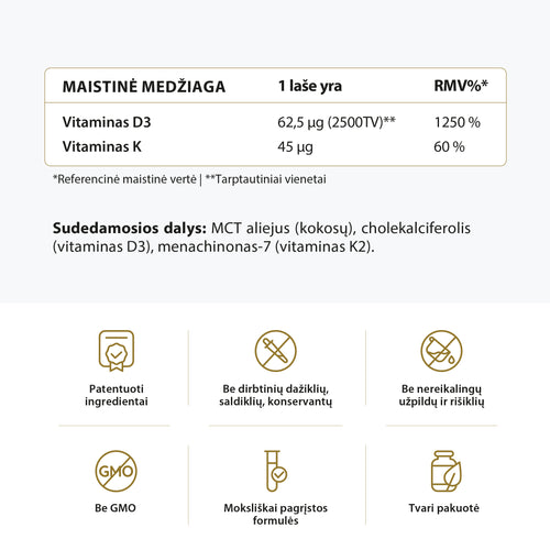 Vitaminas D3 2500TV + K2VITAL®