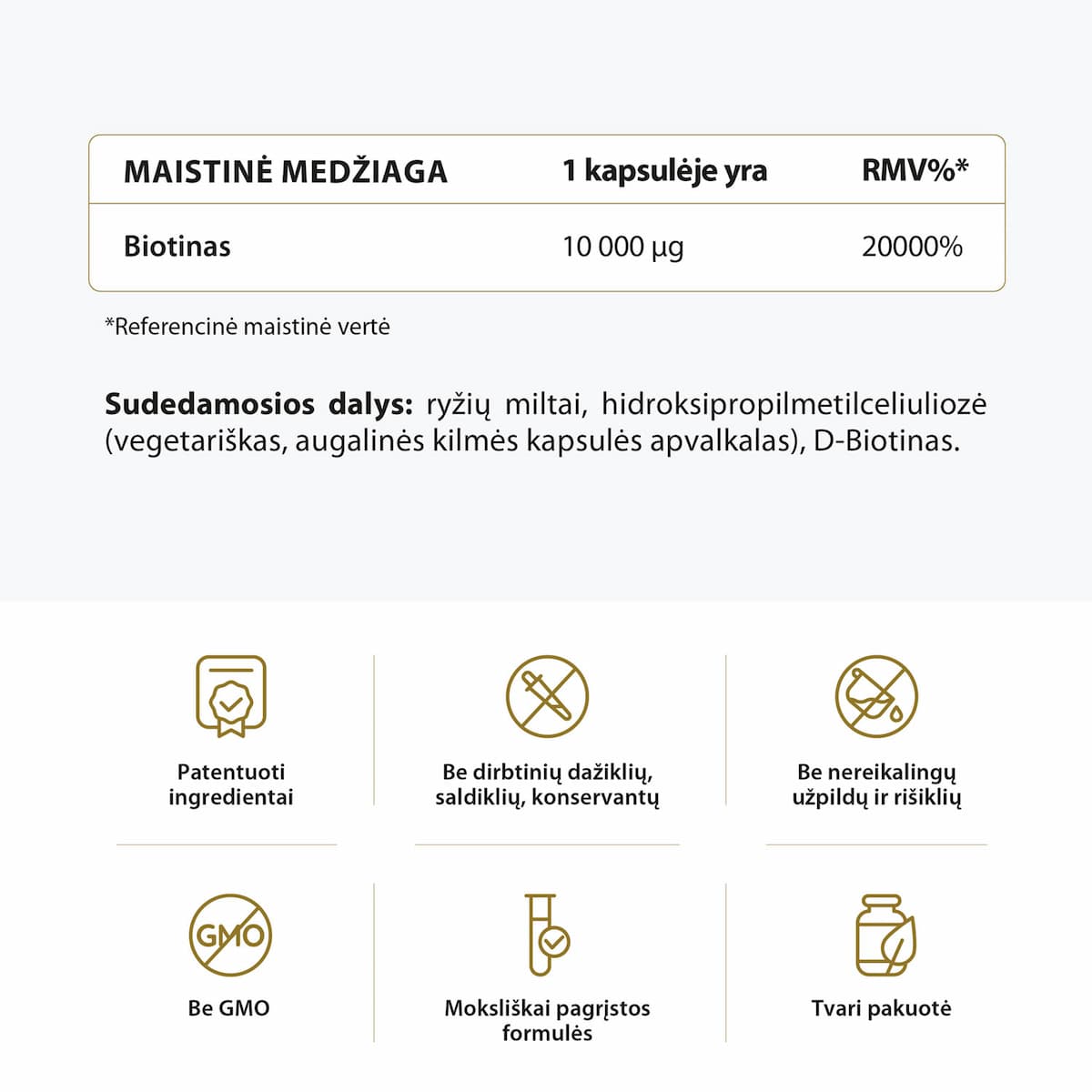 Biotinas plaukams, B7 vitaminas sudėtis