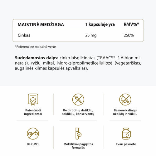 Cinko maisto papildas sudėtis
