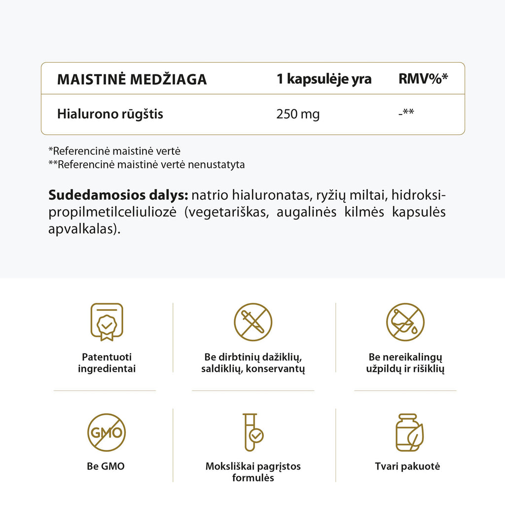 geriama hialurono rūgštis sudedamosios dalys