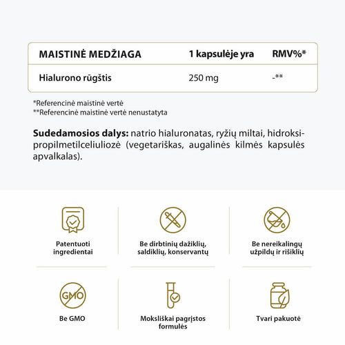 geriama hialurono rūgštis kapsulės sudedamosios dalys